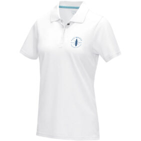Graphite short sleeve women’s organic polo – White with logo