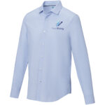 Cuprite long sleeve men's organic shirt – Light blue with logo