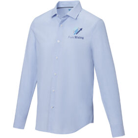 Cuprite long sleeve men's organic shirt – Light blue with logo