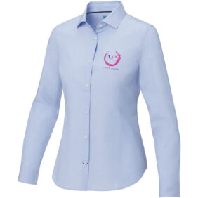 Cuprite long sleeve women's organic shirt – Light blue with logo