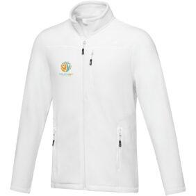 Amber men's GRS recycled full zip fleece jacket – White with logo