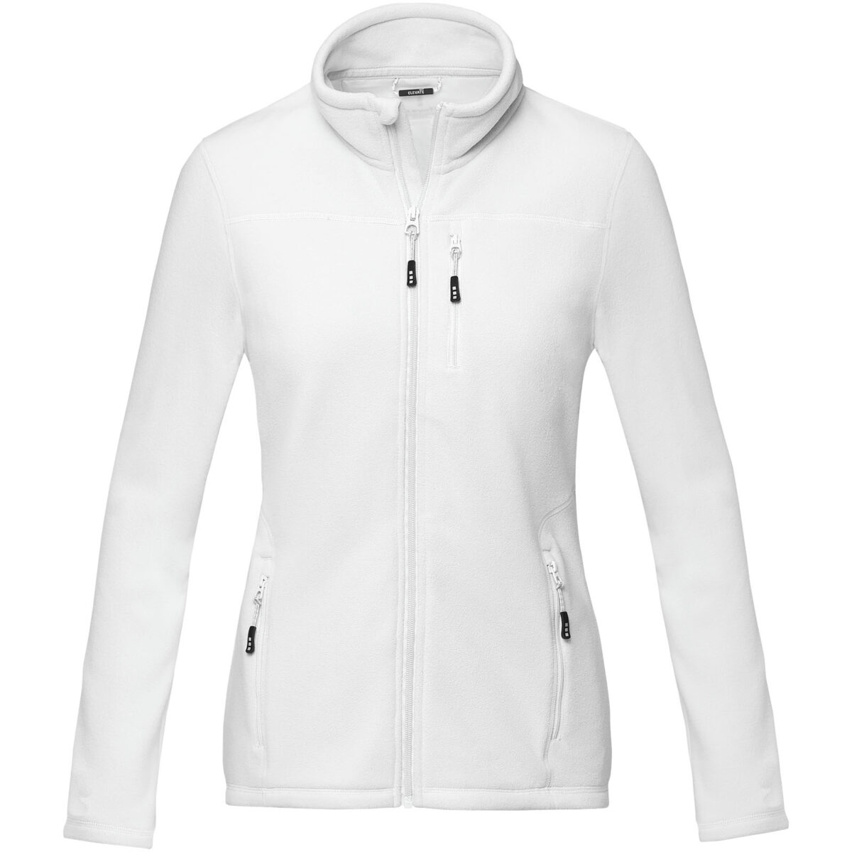 Amber women's GRS recycled full zip fleece jacket – White front view