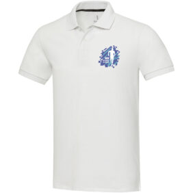 Emerald short sleeve unisex Aware™ recycled polo – White with logo