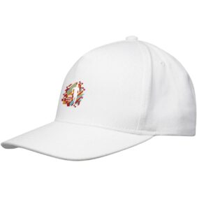Onyx 5 panel Aware™ recycled cap – White with logo