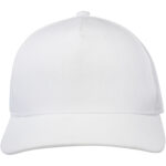 Onyx 5 panel Aware™ recycled cap – White front view