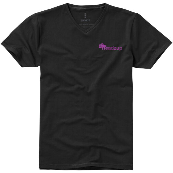 Kawartha short sleeve men's organic v-neck t-shirt – Solid black with logo