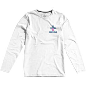 Ponoka long sleeve men's organic t-shirt – White with logo