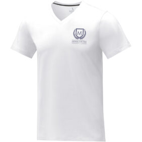 Somoto short sleeve men's v-neck t-shirt – White with logo