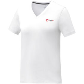 Somoto short sleeve women's v-neck t-shirt – White with logo