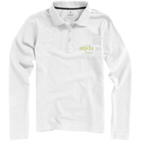 Oakville long sleeve women's polo – White with logo