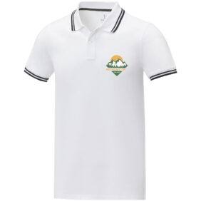 Amarago short sleeve men's tipping polo – White with logo