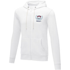 Theron men’s full zip hoodie – White with logo