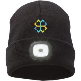 Mighty LED knit beanie – Solid black with logo