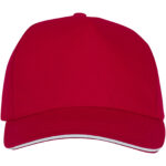 Ceto 5 panel sandwich cap – Red front view