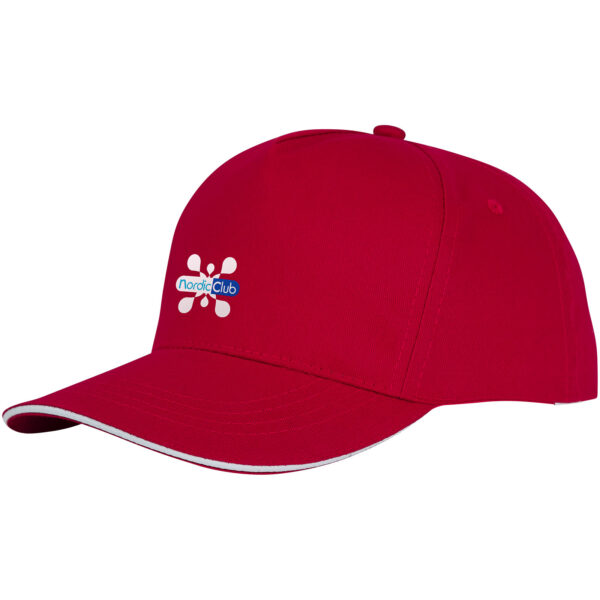 Ceto 5 panel sandwich cap – Red with logo