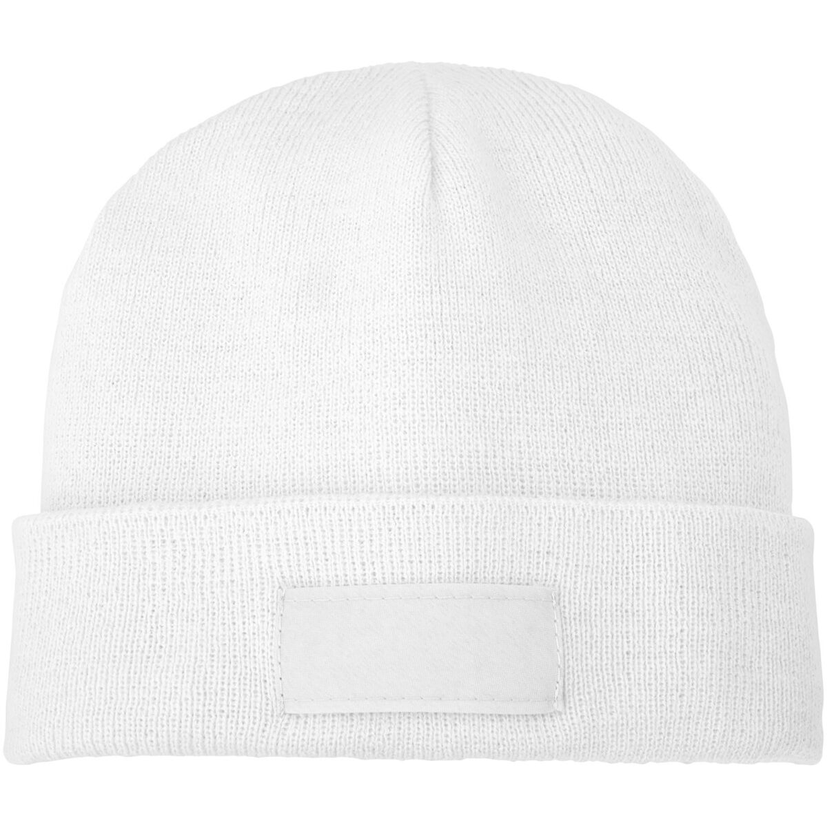 Boreas beanie with patch – White front view