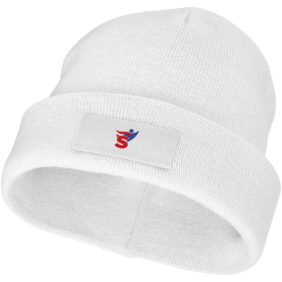 Boreas beanie with patch – White with logo