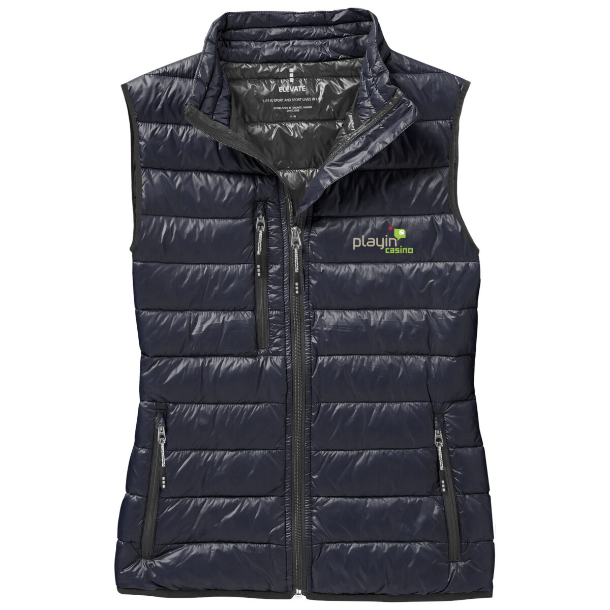 Fairview women's lightweight down bodywarmer – Navy with logo