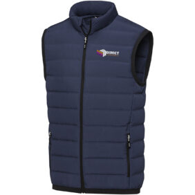 Caltha men's insulated down bodywarmer – Navy with logo