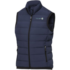 Caltha women's insulated down bodywarmer – Navy with logo