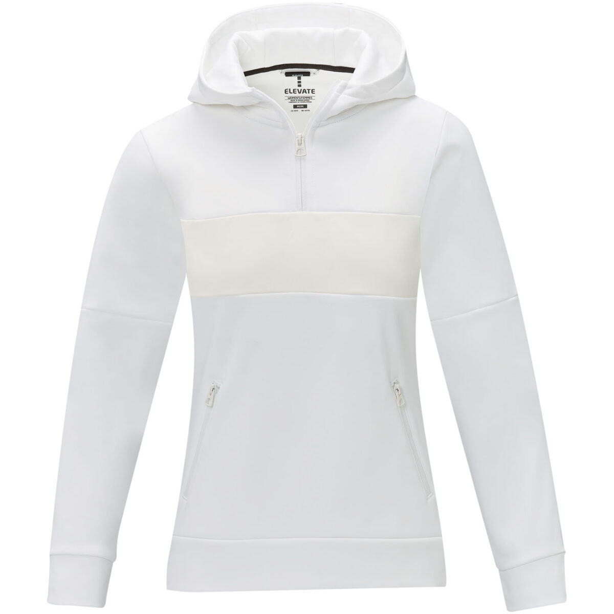Sayan women's half zip anorak hooded sweater – White front view