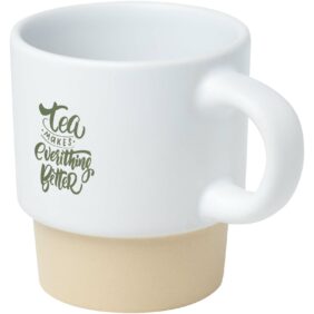 Olympia 130 ml stackable expresso cup with clay bottom – White with logo