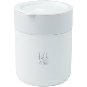 Java 330 ml ceramic tumbler with silicone wrap and plastic lid – White with logo