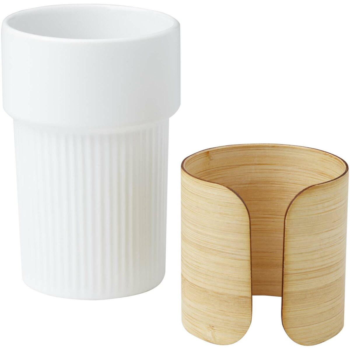 Fika 340 ml tumbler with bamboo sleeve – White extra view