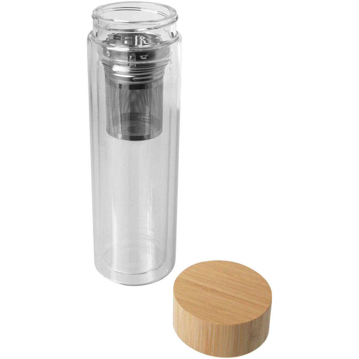 Bailey 400 ml borsilicate glass infuser bottle with bamboo lid – Transparent clear extra view