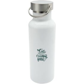 Thor 500 ml RCS certified recycled stainless steel water bottle – White with logo