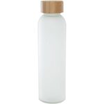 Lume 500 ml matte soda lime glass bottle with bamboo lid – White front view
