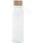 Porto 500 ml glass water bottle with silicone handle and bamboo lid – Transparent clear front view
