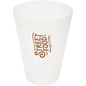 Glastonbury 300 ml reusable plastic cup – Frosted clear with logo