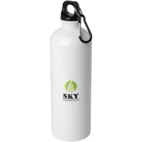Oregon 750 ml RCS certified single wall stainless steel water bottle with carabiner – White with logo