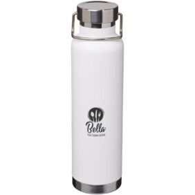 Thor 650 ml RCS recycled stainless steel copper vacuum insulated water bottle – White with logo