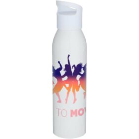 Sky 650 ml RCS recycled single wall stainless steel water bottle – White with logo