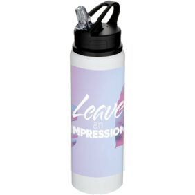 Fitz 800 ml RCS recycled single wall stainless steel water bottle – White with logo