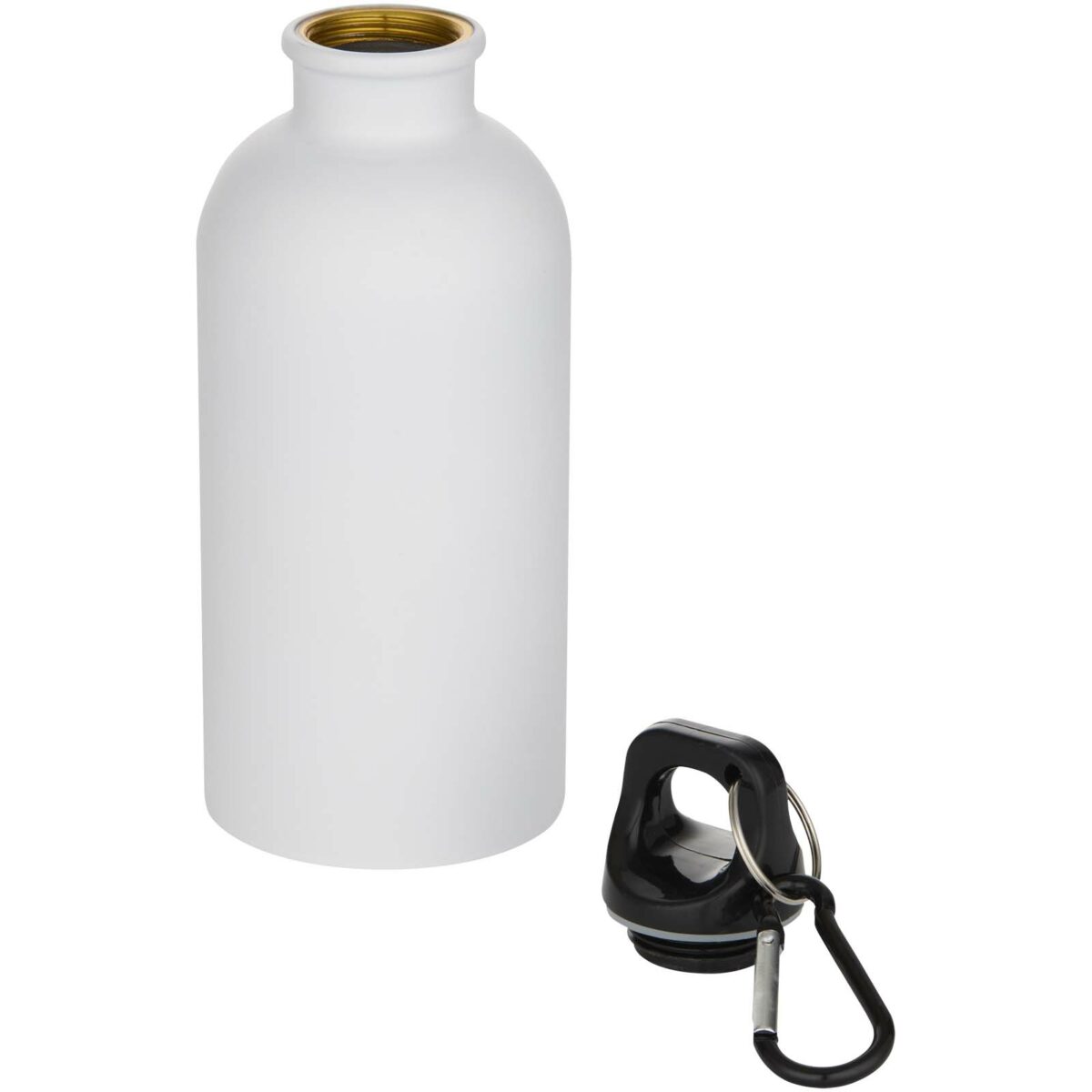 Oregon 400 ml matte RCS recycled single wall stainless steel water bottle with carabiner – White extra view
