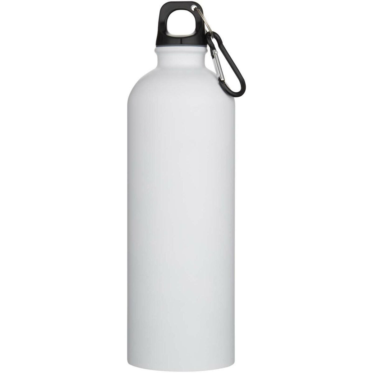 Oregon 750 ml matte RCS recycled single wall stainless steel water bottle with carabiner – White front view