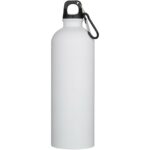Oregon 750 ml matte RCS recycled single wall stainless steel water bottle with carabiner – White front view