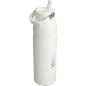 Stanley IceFlow™ 2.0 1.06 litre water bottle with flip straw – Frosted white with logo