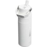 Stanley IceFlow™ 2.0 700 ml water bottle with flip straw – Frosted white with logo