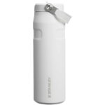 Stanley IceFlow™ 2.0 700 ml water bottle with flip straw – Frosted white front view