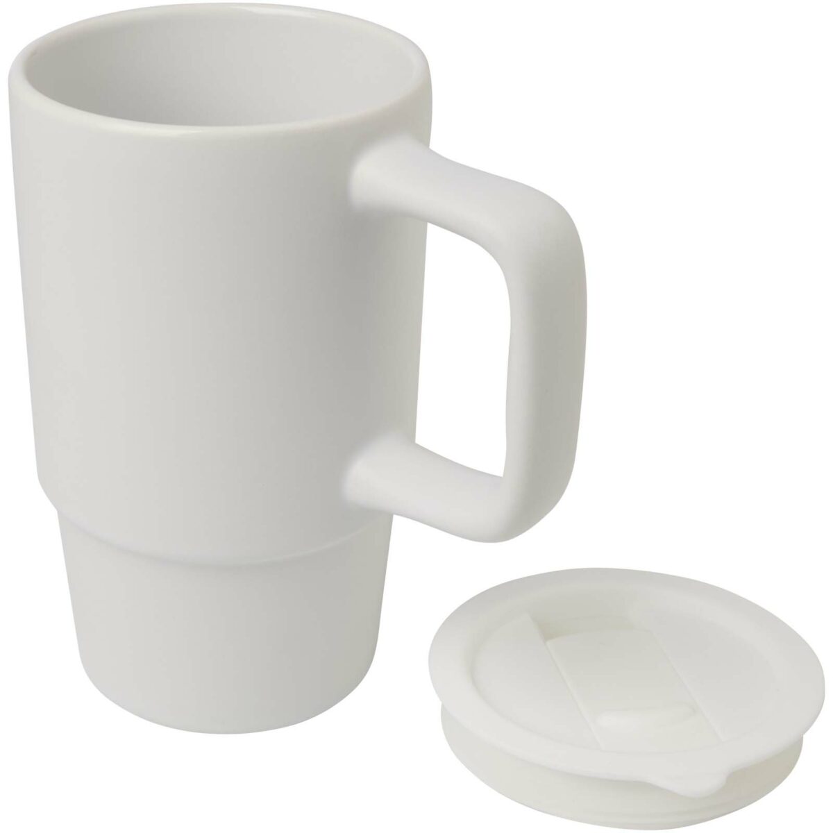 Carter 450 ml ceramic mug with plastic lid – White extra view