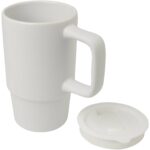 Carter 450 ml ceramic mug with plastic lid – White extra view