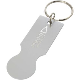 Rhea shopping cart keyring – Silver with logo