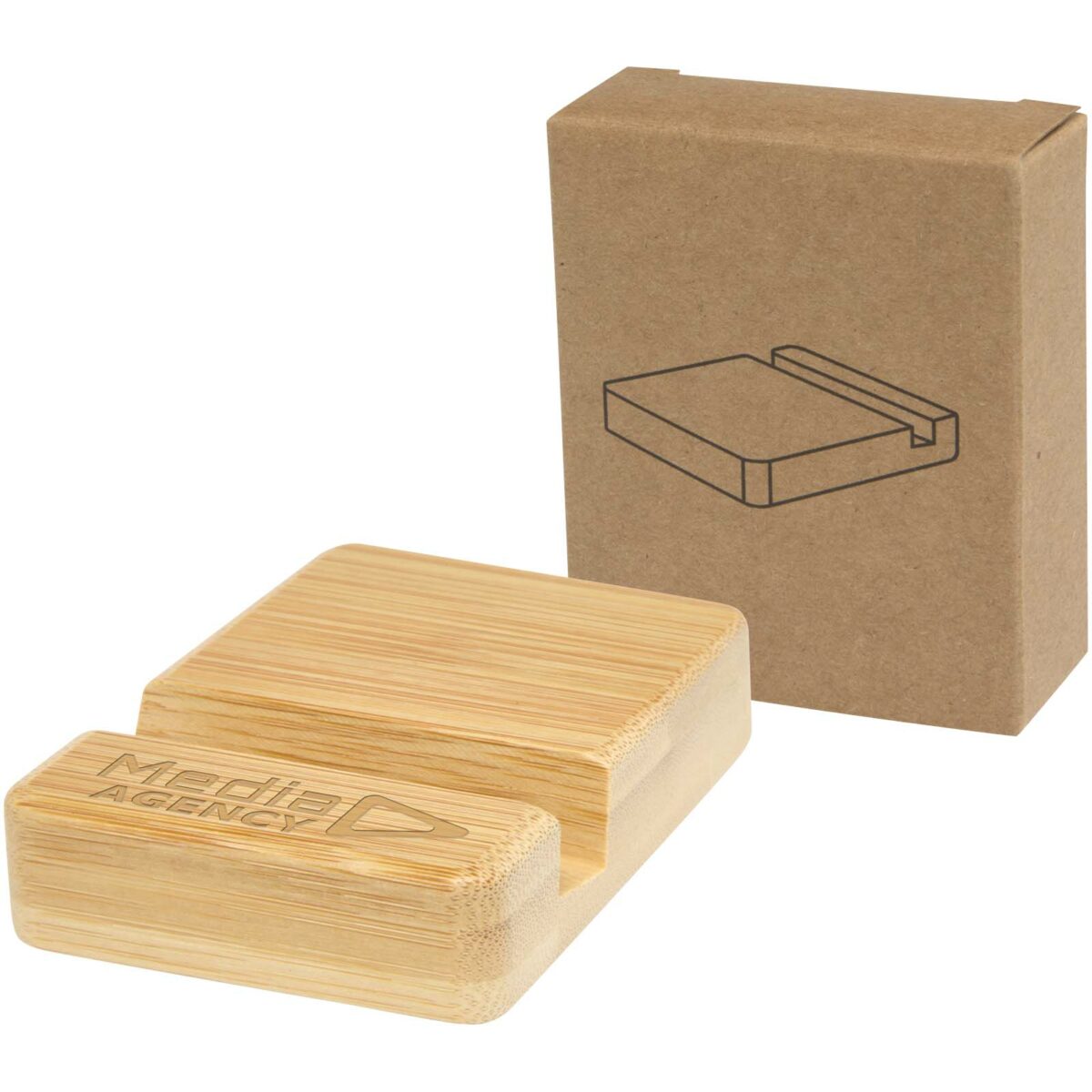 Ebla bamboo phone stand – Wood with logo