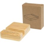 Ebla bamboo phone stand – Wood with logo