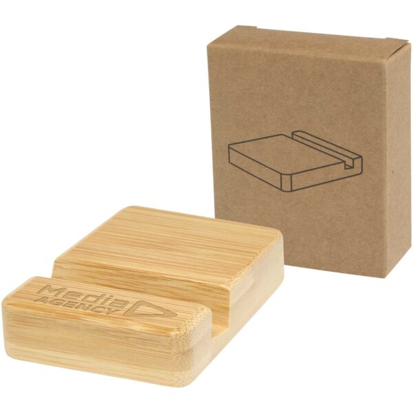 Ebla bamboo phone stand – Wood with logo