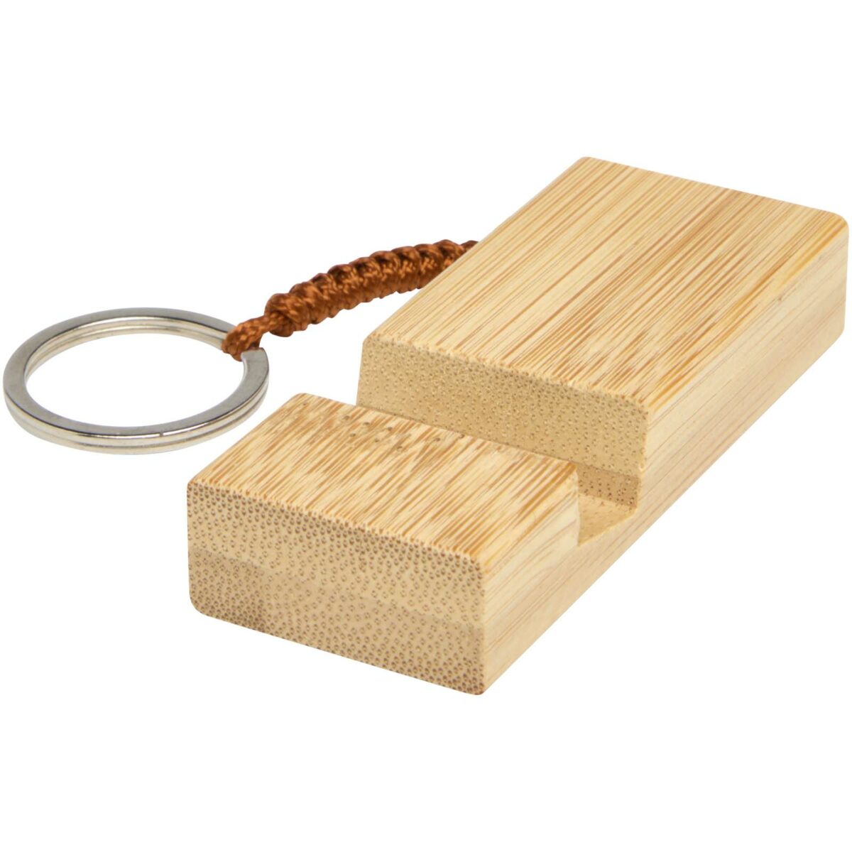 Bosona bamboo phone holder with keychain – Wood extra view